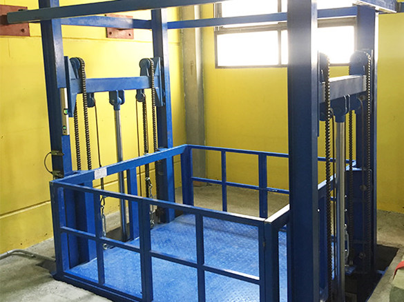 Elevador de carga de riel de guía doble hidráulico personalizado utilizado en taller/almacén de fábrica 