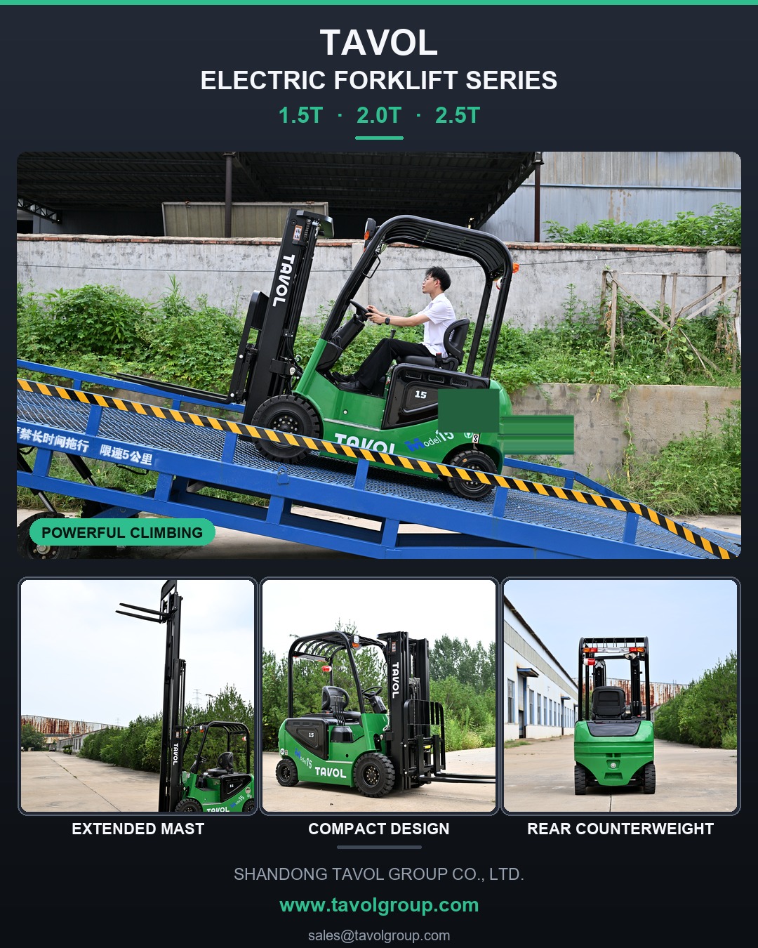 Serie de carretillas elevadoras el&eacute;ctricas Tavol 1.5-2.5T