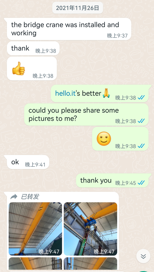 Noticias de comentarios del cliente para la gr&uacute;a puente de 15 toneladas